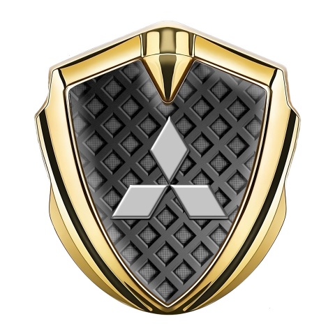 Mitsubishi Bodyside Emblem Self Adhesive Gold Waffle Panel Grey Logo