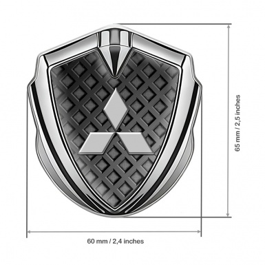 Mitsubishi Bodyside Emblem Self Adhesive Silver Waffle Panel Grey Logo