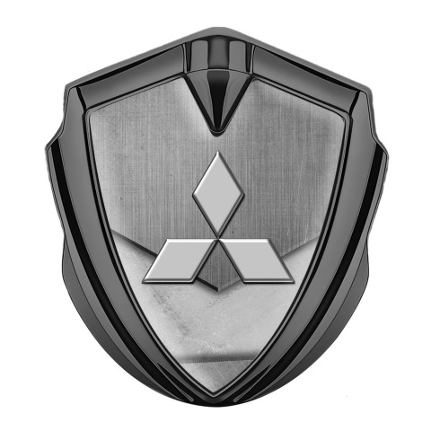 Mitsubishi Metal Emblem Self Adhesive Graphite Stone Pattern Clean Logo