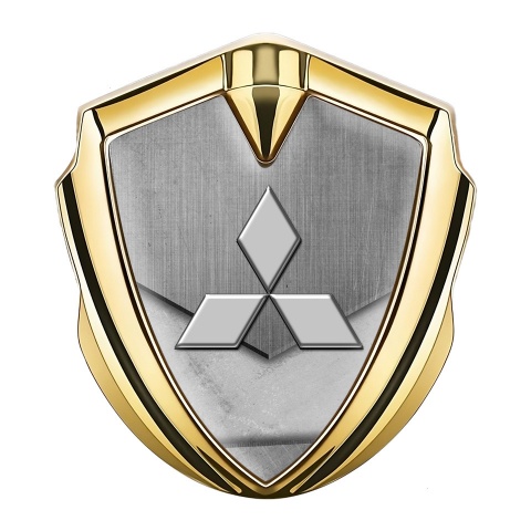 Mitsubishi Metal Emblem Self Adhesive Gold Stone Pattern Clean Logo