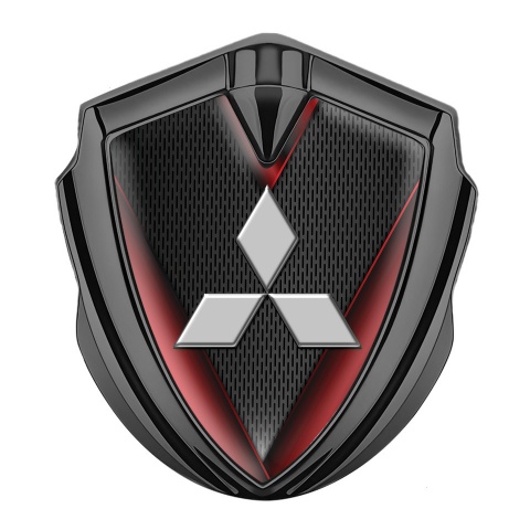 Mitsubishi Bodyside Badge Self Adhesive Graphite Dark Mesh Red Fragments