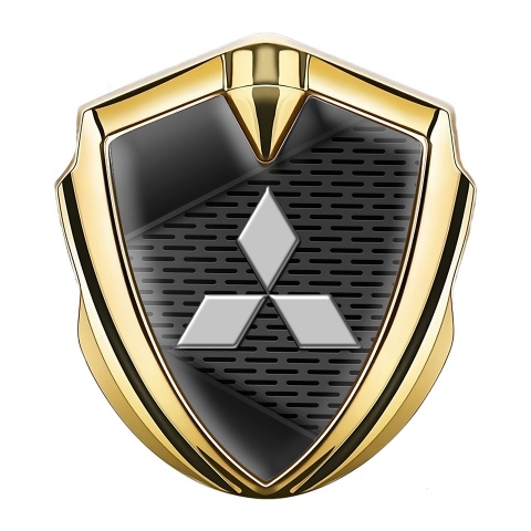 Mitsubishi Emblem Badge Self Adhesive Gold Dark Fragments Edition