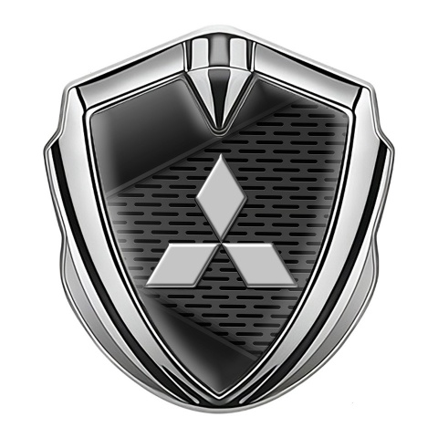 Mitsubishi Emblem Badge Self Adhesive Silver Dark Fragments Edition