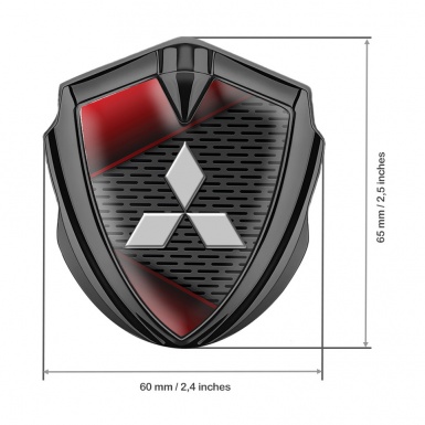 Mitsubishi Emblem Fender Badge Graphite Dark Grate Red Panels Design