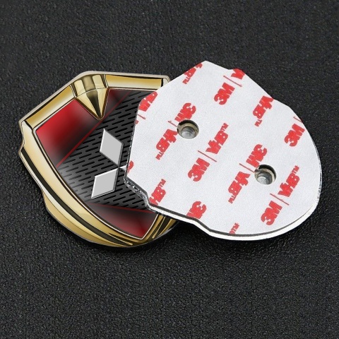 Mitsubishi Emblem Fender Badge Gold Dark Grate Red Panels Design