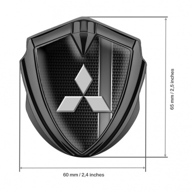 Mitsubishi Emblem Trunk Badge Graphite Black Carbon Grey Gradient Stripe
