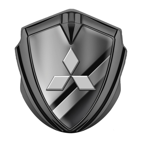 Mitsubishi Trunk Emblem Badge Graphite Polished Texture Grey Clean Edition