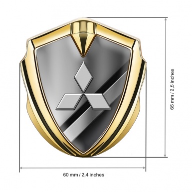 Mitsubishi Trunk Emblem Badge Gold Polished Texture Grey Clean Edition