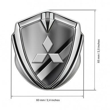 Mitsubishi Trunk Emblem Badge Silver Polished Texture Grey Clean Edition