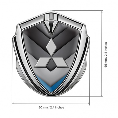 Mitsubishi Emblem Car Badge Silver Grey Blue Pattern Classic Logo