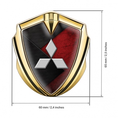 Mitsubishi Bodyside Emblem Self Adhesive Gold Red Texture Black Design