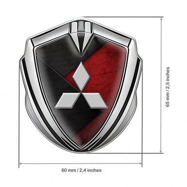 Mitsubishi Bodyside Emblem Self Adhesive Silver Red Texture Black Design