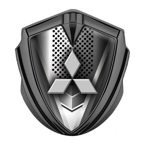 Mitsubishi Metal Emblem Self Adhesive Graphite Metallic Grille Clean Logo
