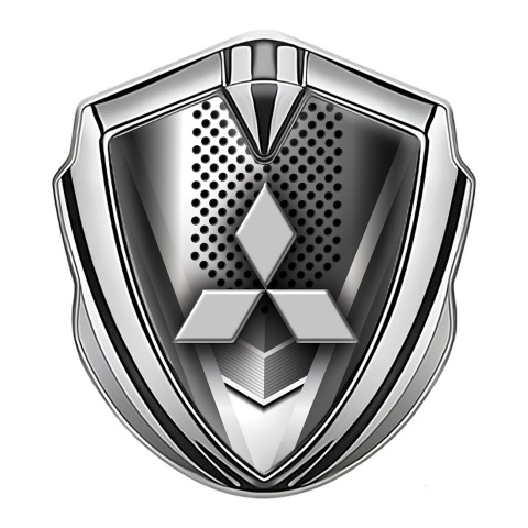 Mitsubishi Metal Emblem Self Adhesive Silver Metallic Grille Clean Logo
