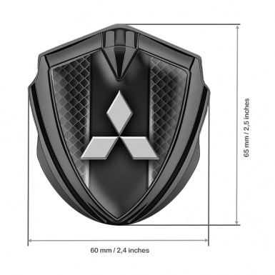 Mitsubishi Metal 3D Domed Emblem Graphite Dark Cells Glow Effect Motif