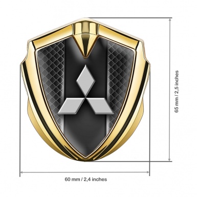 Mitsubishi Metal 3D Domed Emblem Gold Dark Cells Glow Effect Motif