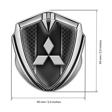 Mitsubishi Metal 3D Domed Emblem Silver Dark Cells Glow Effect Motif