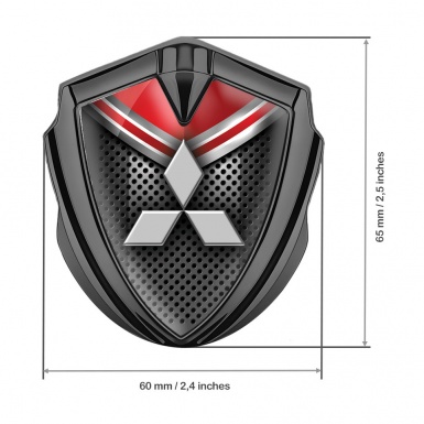 Mitsubishi Bodyside Badge Self Adhesive Graphite Dark Mesh Red Crest