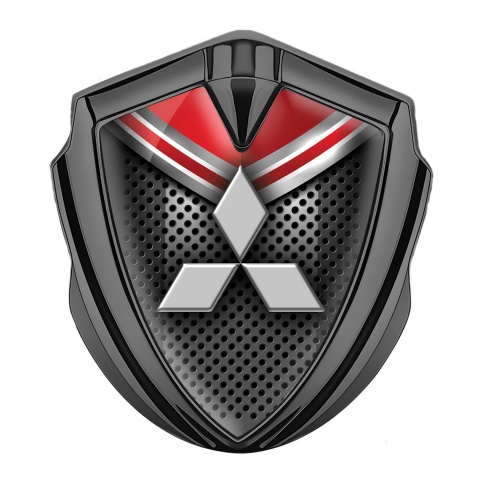 Mitsubishi Bodyside Badge Self Adhesive Graphite Dark Mesh Red Crest
