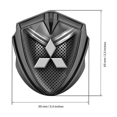 Mitsubishi Emblem Badge Self Adhesive Graphite Metal Grate Grey Crest
