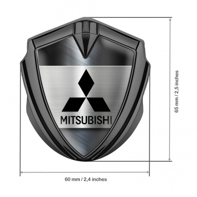Mitsubishi Fender Emblem Badge Graphite Brushed Steel Black Logo