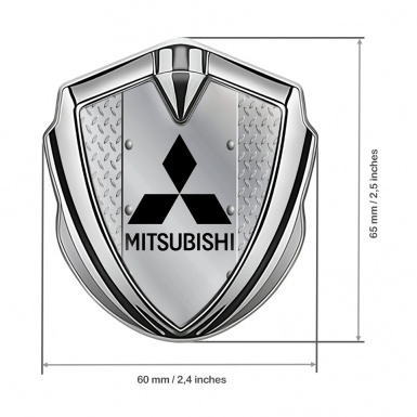 Mitsubishi Emblem Trunk Badge Silver Metal Treadplate Black Edition