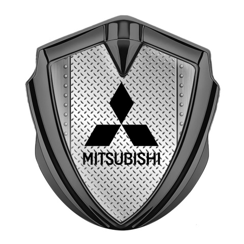 Mitsubishi Emblem Self Adhesive Graphite Metal Rivets Treadplate Design