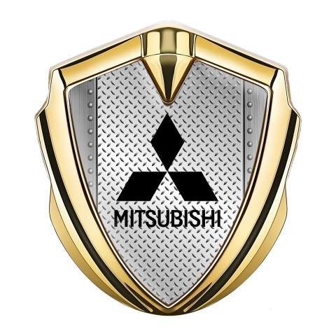 Mitsubishi Emblem Self Adhesive Gold Metal Rivets Treadplate Design