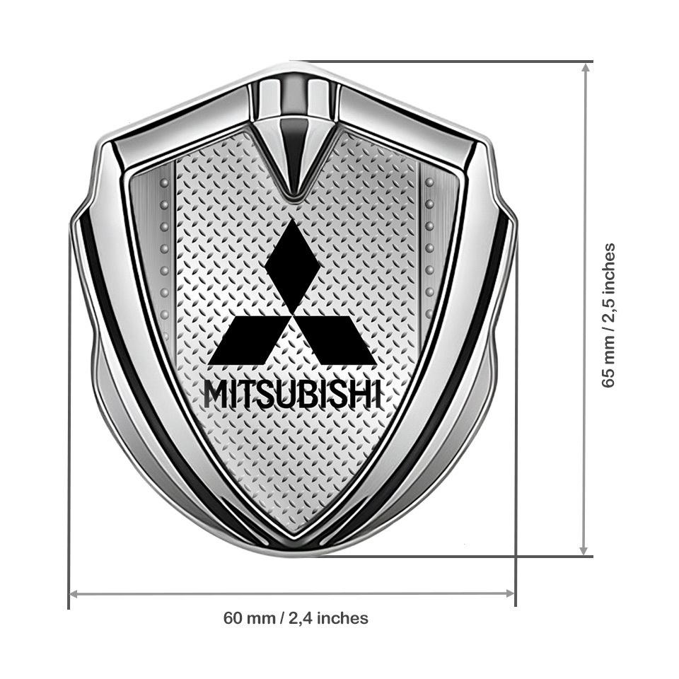 Mitsubishi Emblem Self Adhesive Silver Metal Rivets Treadplate Design ...