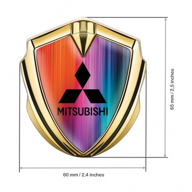 Mitsubishi Bodyside Emblem Badge Gold Color Gradient Black Logo