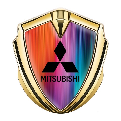 Mitsubishi Bodyside Emblem Badge Gold Color Gradient Black Logo