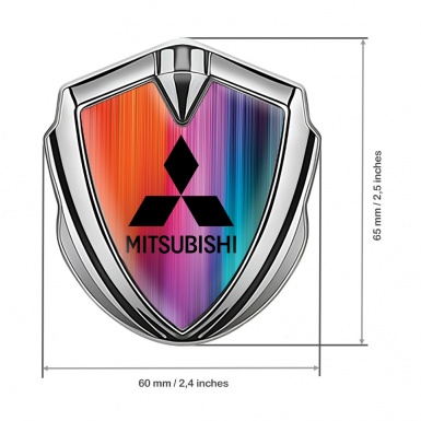 Mitsubishi Bodyside Emblem Badge Silver Color Gradient Black Logo