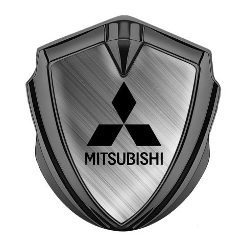Mitsubishi Trunk Emblem Badge Graphite Brushed Aluminum Black Edition