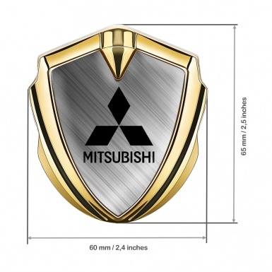 Mitsubishi Trunk Emblem Badge Gold Brushed Aluminum Black Edition