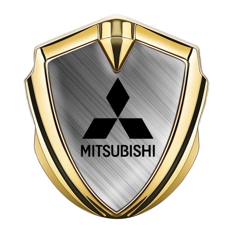 Mitsubishi Trunk Emblem Badge Gold Brushed Aluminum Black Edition