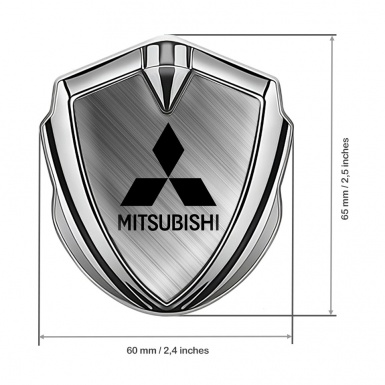 Mitsubishi Trunk Emblem Badge Silver Brushed Aluminum Black Edition