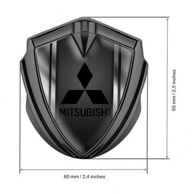 Mitsubishi Emblem Car Badge Graphite Metal Frame Black Logo Design