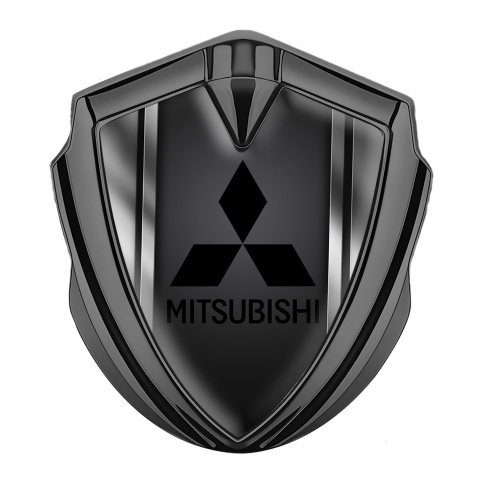 Mitsubishi Emblem Car Badge Graphite Metal Frame Black Logo Design