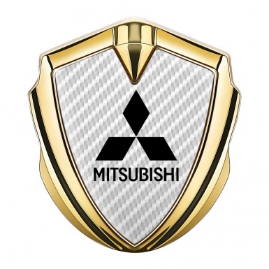 Mitsubishi Bodyside Domed Emblem Gold White Carbon Black Edition