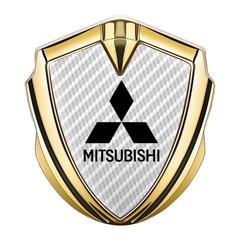 Mitsubishi Bodyside Domed Emblem Gold White Carbon Black Edition