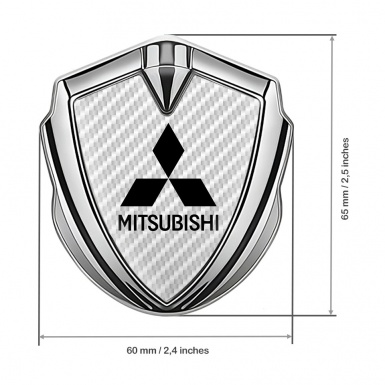 Mitsubishi Bodyside Domed Emblem Silver White Carbon Black Edition