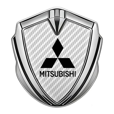 Mitsubishi Bodyside Domed Emblem Silver White Carbon Black Edition