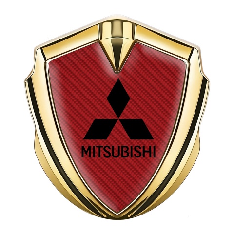 Mitsubishi Bodyside Emblem Self Adhesive Gold Red Carbon Black Logo