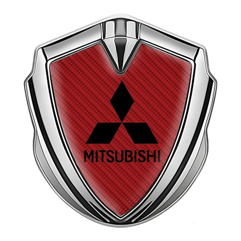 Mitsubishi Bodyside Emblem Self Adhesive Silver Red Carbon Black Logo