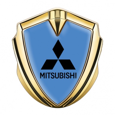 Mitsubishi Bodyside Badge Self Adhesive Gold Glacial Blue Black Logo