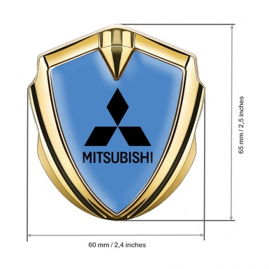 Mitsubishi Bodyside Badge Self Adhesive Gold Glacial Blue Black Logo