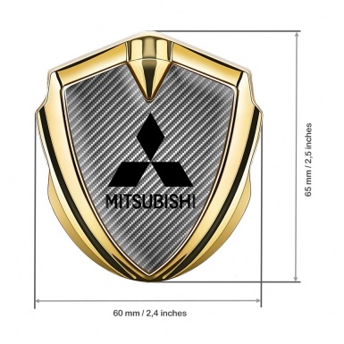 Mitsubishi Emblem Badge Self Adhesive Gold Light Carbon Black Logo