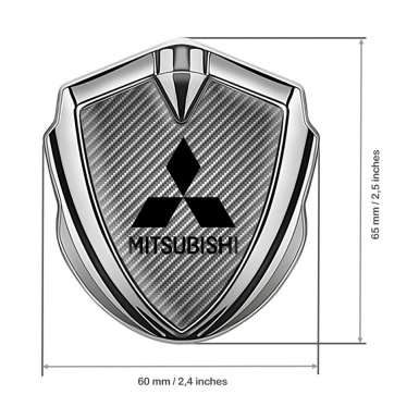 Mitsubishi Emblem Badge Self Adhesive Silver Light Carbon Black Logo