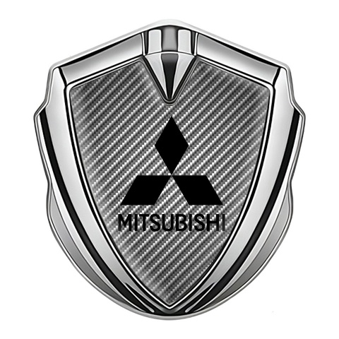 Mitsubishi Emblem Badge Self Adhesive Silver Light Carbon Black Logo