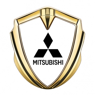 Mitsubishi Emblem Trunk Badge Gold White Pearl Base Black Edition